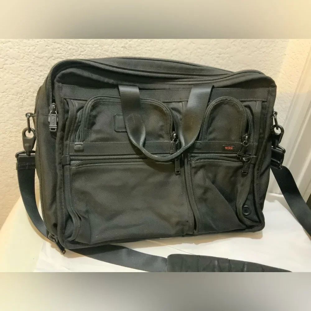 TUMI Black  alpha Ballistic expandable Laptop Business Briefcase
